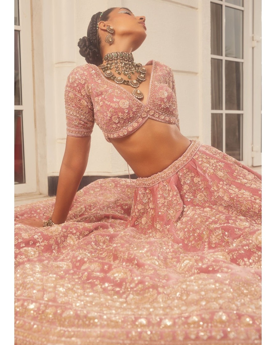 Bridal Kalighata | Kundan Lehenga Set