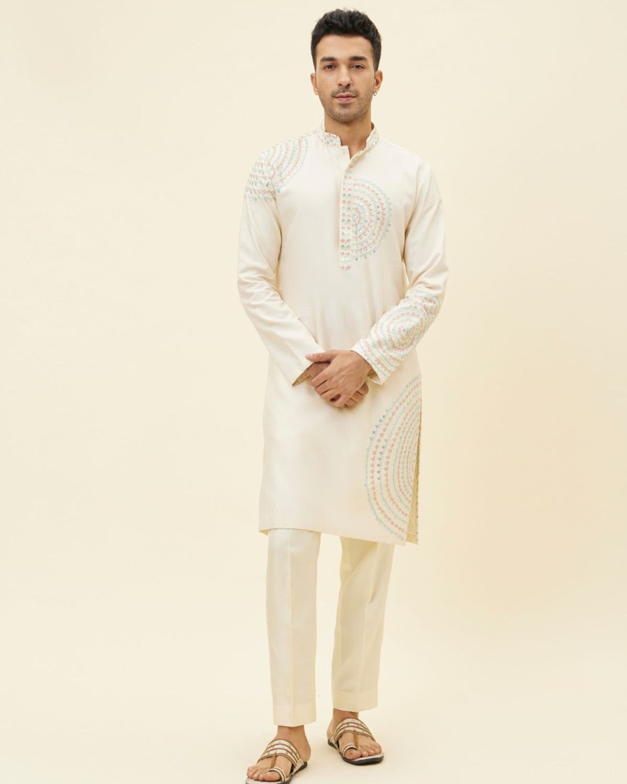 Mens SVA Menswear | Beige Embroidered Kurta Set