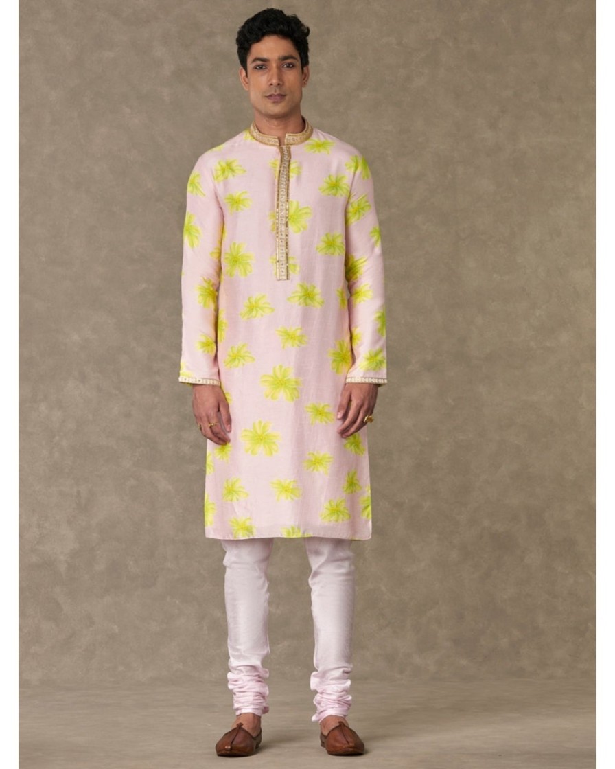 Mens House of Masaba Mens | Baby Pink Parijat Kurta Set