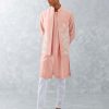 Mens Devnaagri Mens | Blush Pink Kurta With Embroidered Bandi Set