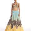 Womens Aisha Rao | Turquoise Yellow Twin Flame Lehenga Set