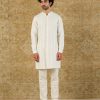 Mens Devnaagri Mens | Off-White Pintuck Kurta Set