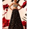 Womens Bhumika Sharma | Black Floret Lehenga Set