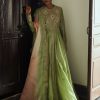 Womens Petticoat Lane | Green Embellished Anarkali Set