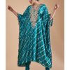 Womens Payal Singhal | Teal Blue Embroidered Yoke Kaftan Set