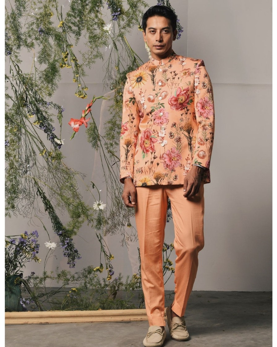 Mens Project Bandi | Peach Roma Bandhgala