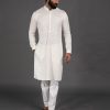 Mens Arjan Dugal | White Full Embroidered Kurta Set