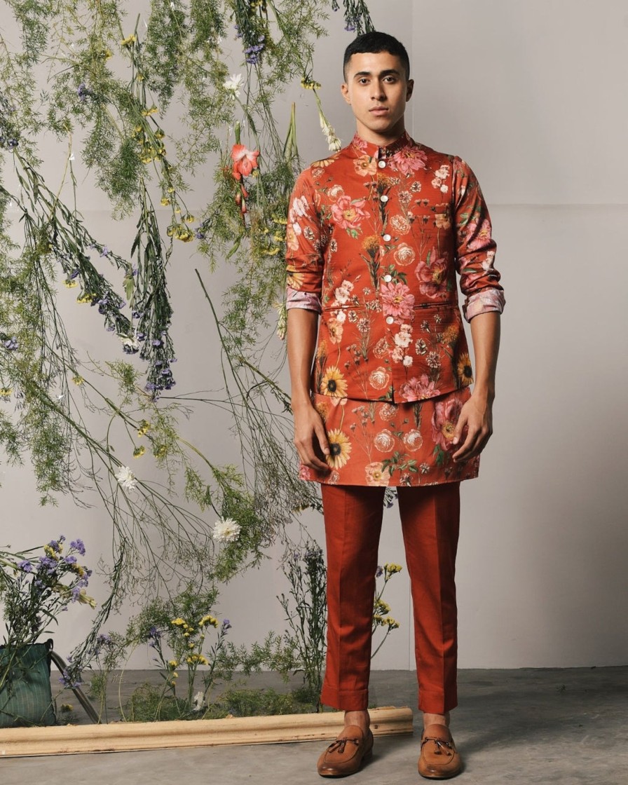 Mens Project Bandi | Red Roma Kurta U0026 Pajama