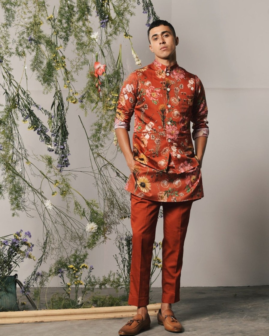 Mens Project Bandi | Red Roma Kurta U0026 Pajama