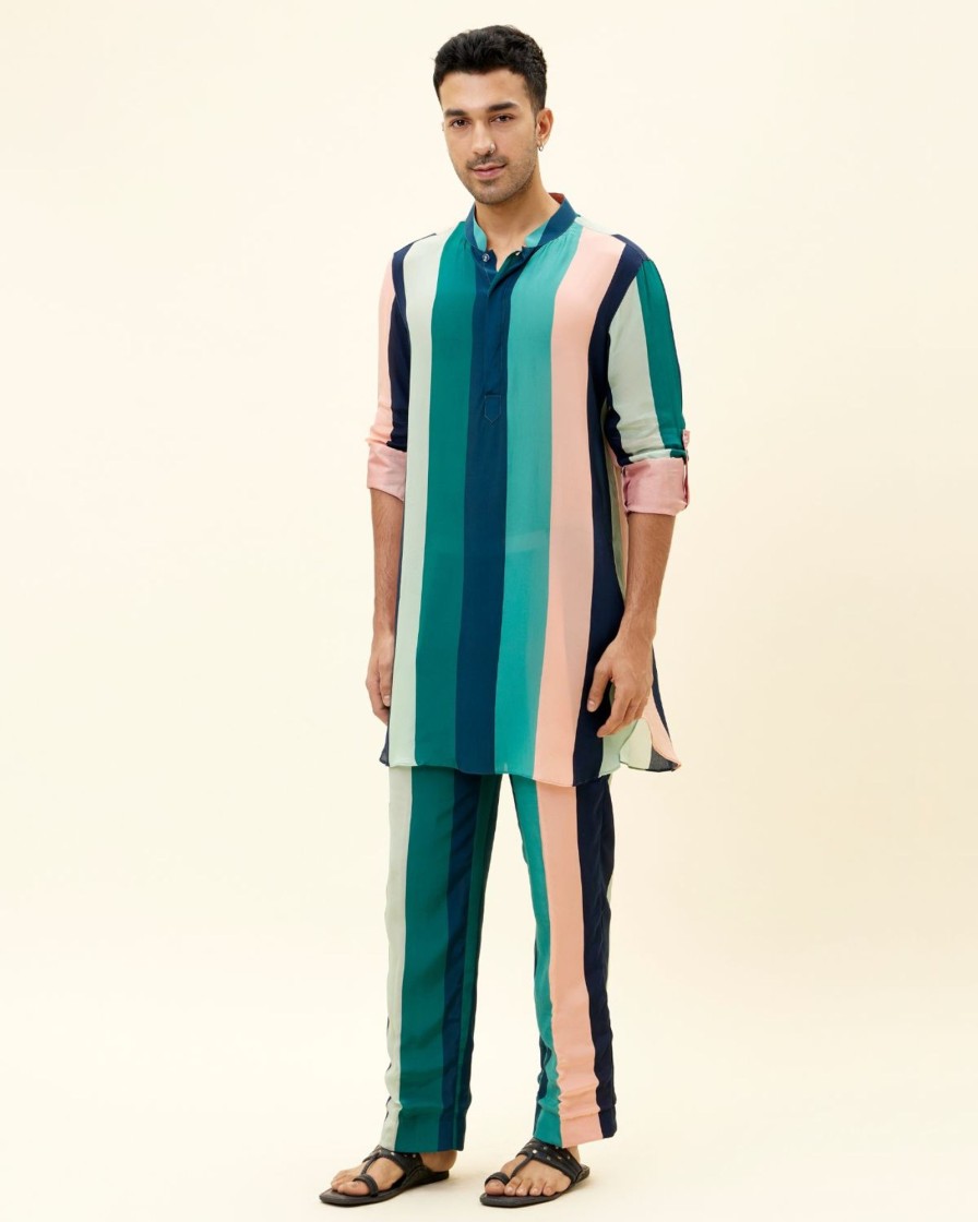 Mens SVA Menswear | Stripe Printed Kurta Set