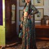 Womens Diya Rajvvir | Teal Blue Jaal U0026 Floral Pant Sari