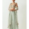 Womens Payal Singhal | Mint Embroidered Choli With Sharara And Dupatta