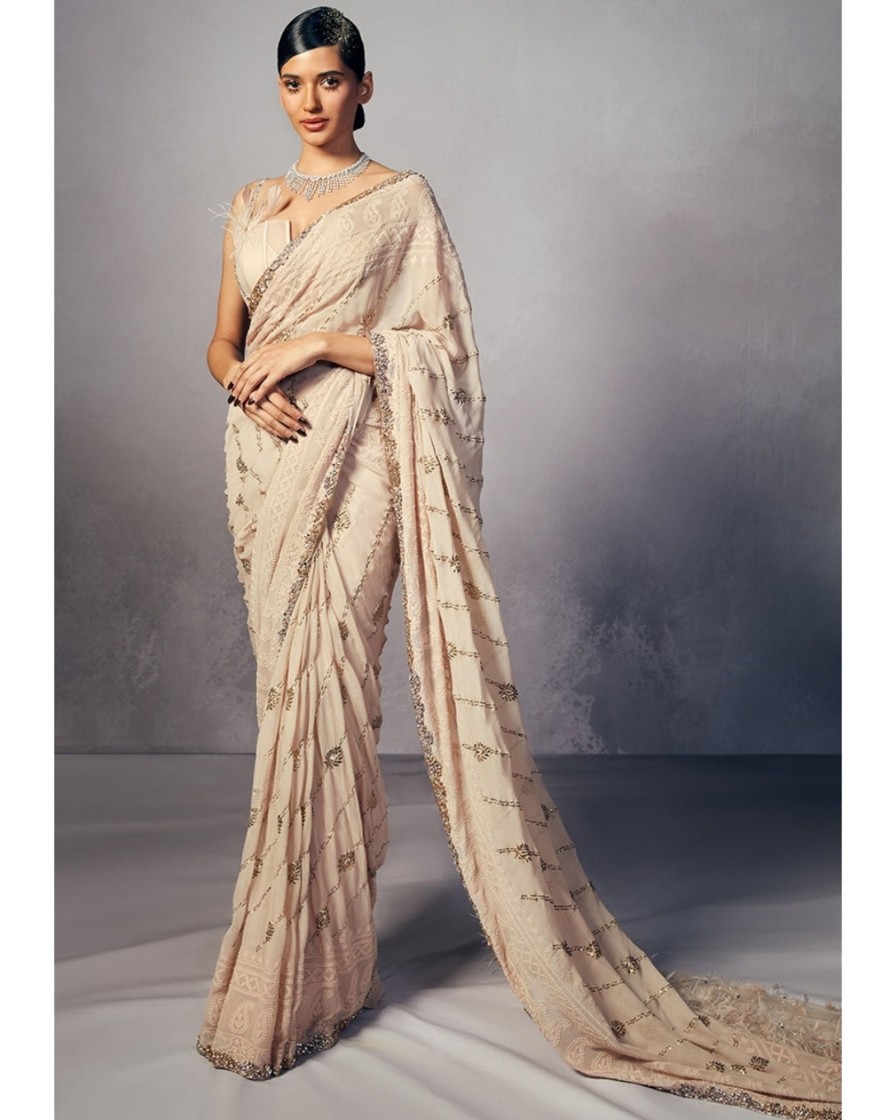 Womens Dolly J | Ella Chikankari Kamdani Sari Set