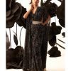 Womens Bhumika Sharma | Rosette Belted Cape Sari Set