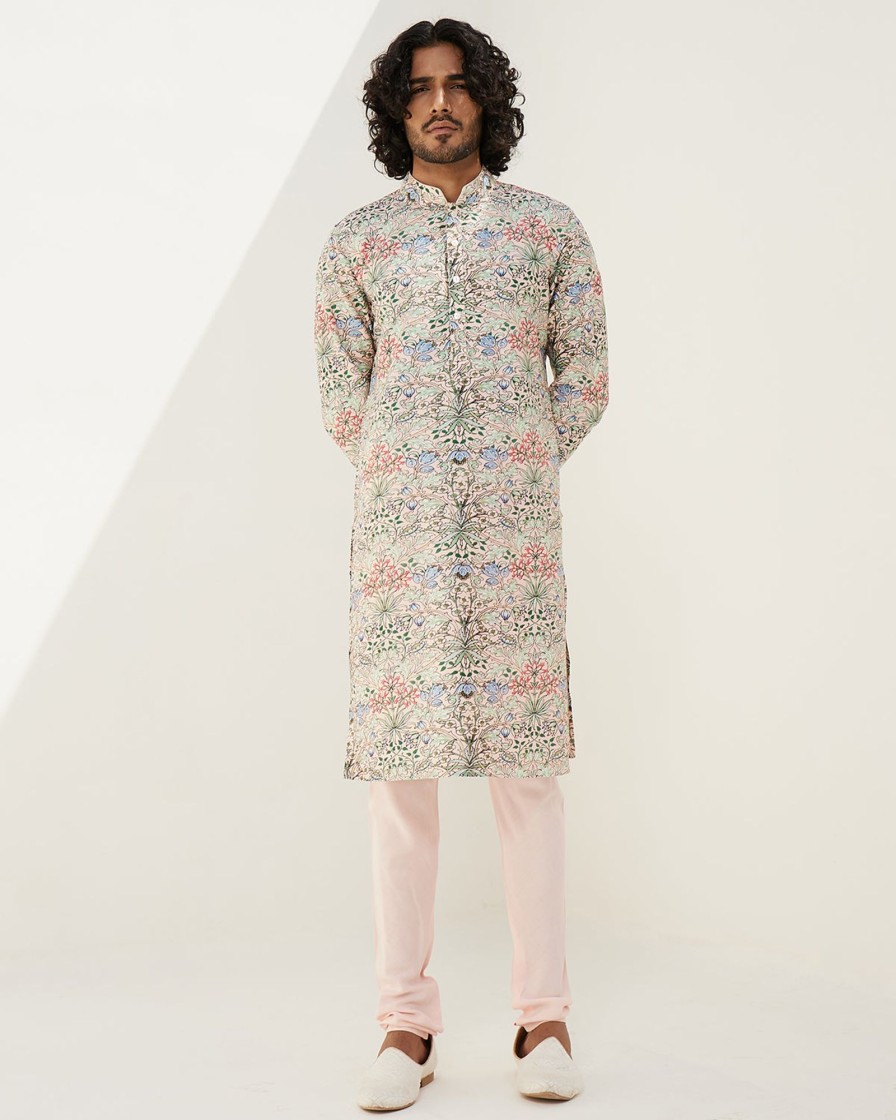 Mens Arjan Dugal | Pink Mosaiq Garden Kurta Set