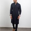 Mens Arjan Dugal | Navy Blue Silk Kurta Set