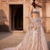 Womens Dolly J | Phaenna Silver Shimmer Tulle Embroidered Lehenga Set