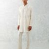 Mens Devnaagri Mens | Ivory Pintucks Short Kurta Set