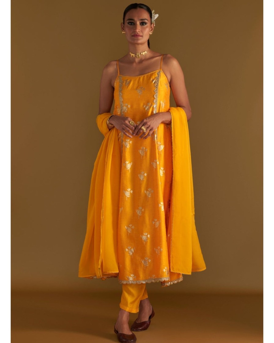 Womens House of Masaba | Mango Yellow Irisbud Anarkali Set