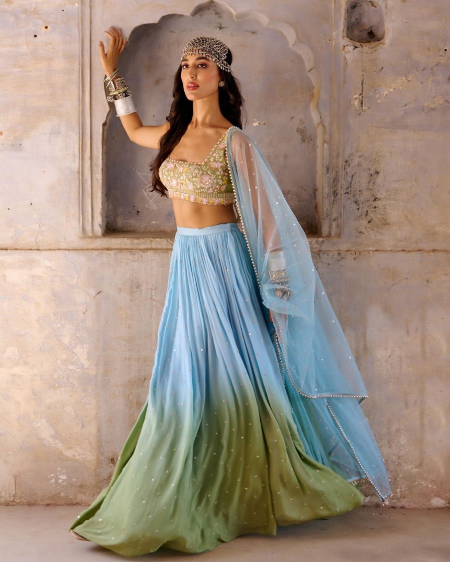 Womens Chamee and Palak | Monet Ombre Lehenga Set