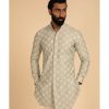 Mens Arjan Dugal | Green Front Open Kurta Set