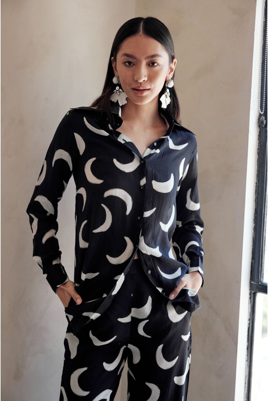 Womens House of Masaba | Black Mooncrest Top