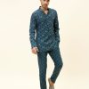 Mens SVA Menswear | Blue Printed Short Kurta Set