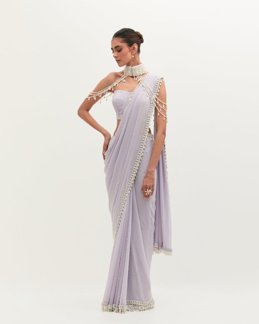 Womens Mala u0026 Kinnary | Lavender Shilpa Sari Set