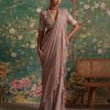 Womens Ridhi Mehra | Dusky Pink Print Flamboyance Sari Set