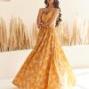 Womens Label Anushree | Yellow Floral Gown