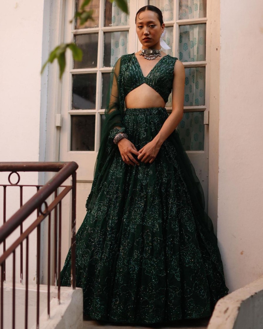 Bridal Geethika Kanumilli | Emerald Enchantment Lehenga Set