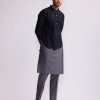 Mens Country Made | Navy Half And Half Kurta With Matching Pants Set