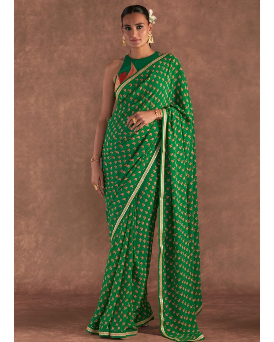 Womens House of Masaba | Green Nectar Cup Sari