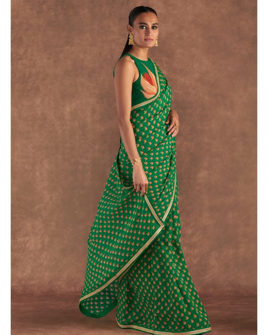 Womens House of Masaba | Green Nectar Cup Sari