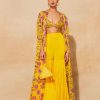 Womens Diya Rajvvir | Yellow Geometric Print Cape Set