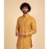 Mens Arjan Dugal | Yellow Front Open Kurta Set