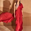 Bridal Bhumika Sharma | Red Layered Ruffle Sari Set