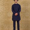 Mens Devnaagri Mens | Navy Pintuck Kurta Set