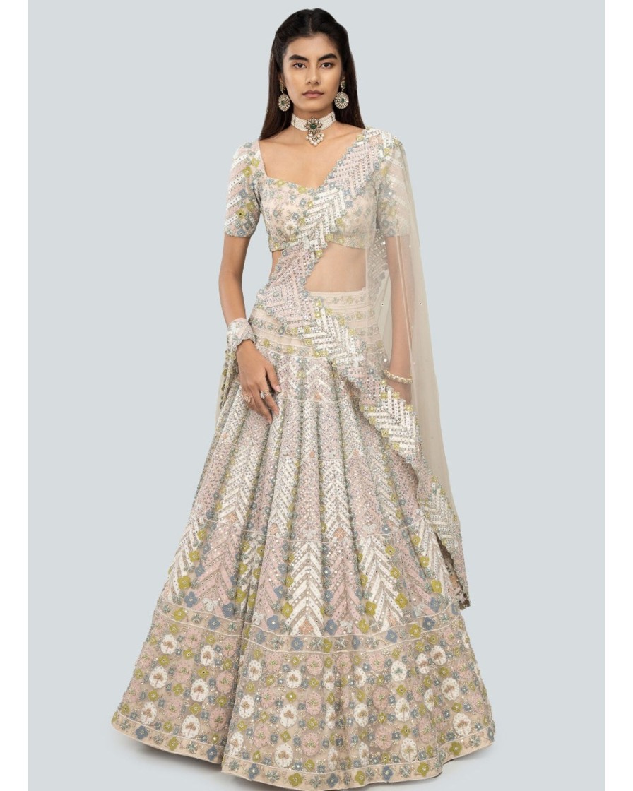 Bridal Aisha Rao | Ivory Ziba Lehenga Set