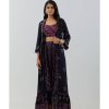 Womens Punit Balana | Black Printed Top With Cowl Pants U0026 Cape