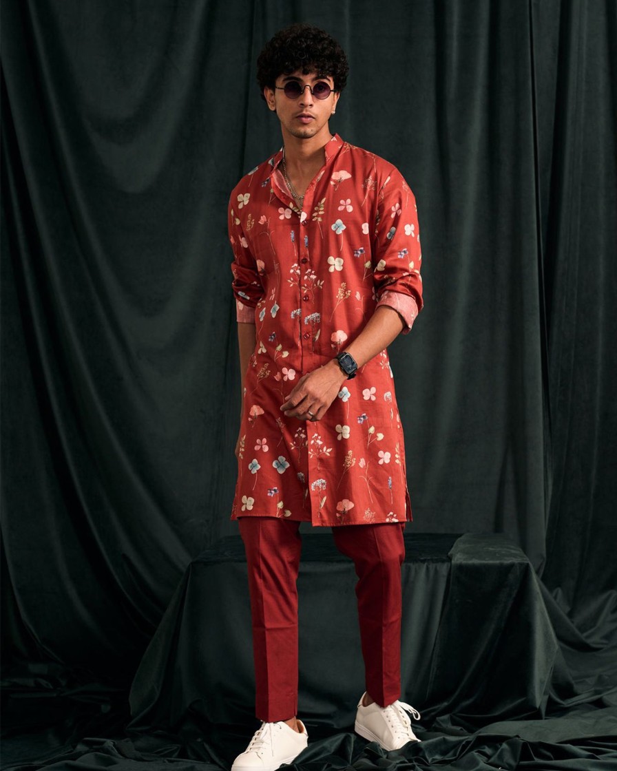 Mens Project Bandi | Blaze Mila Cotton Printed Kurta With Matching Pajama