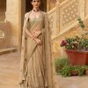 Womens Arpita Mehta | Nude Embroidered Tiered Sari Set