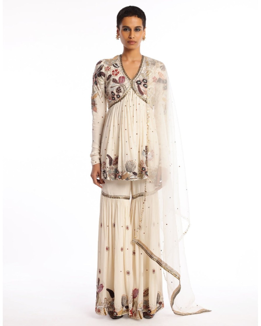 Womens Aisha Rao | Ivory Yin Yang Gharara Set