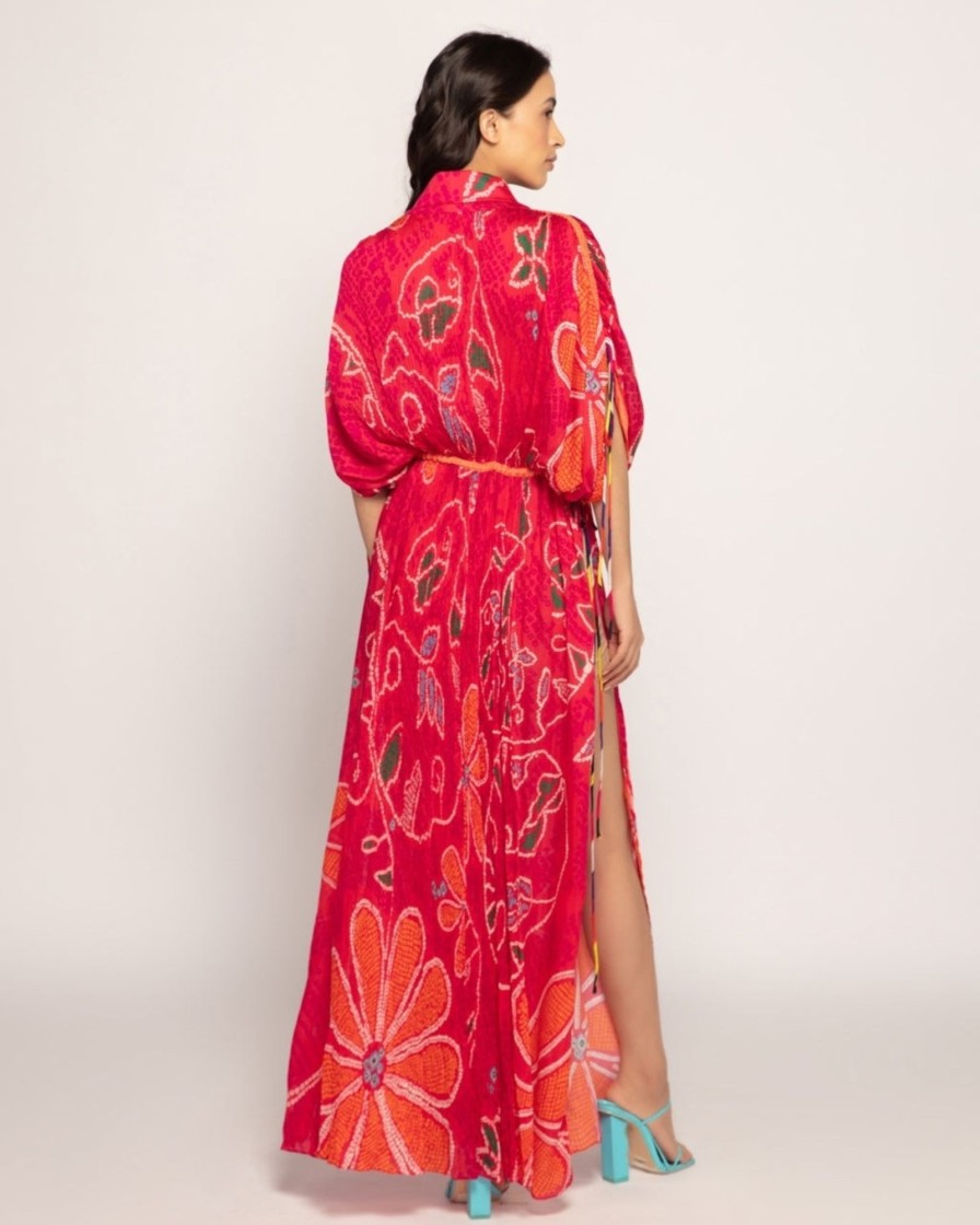 Womens Saaksha u0026 Kinni | Pink Marigold Micro Pleated Kaftan