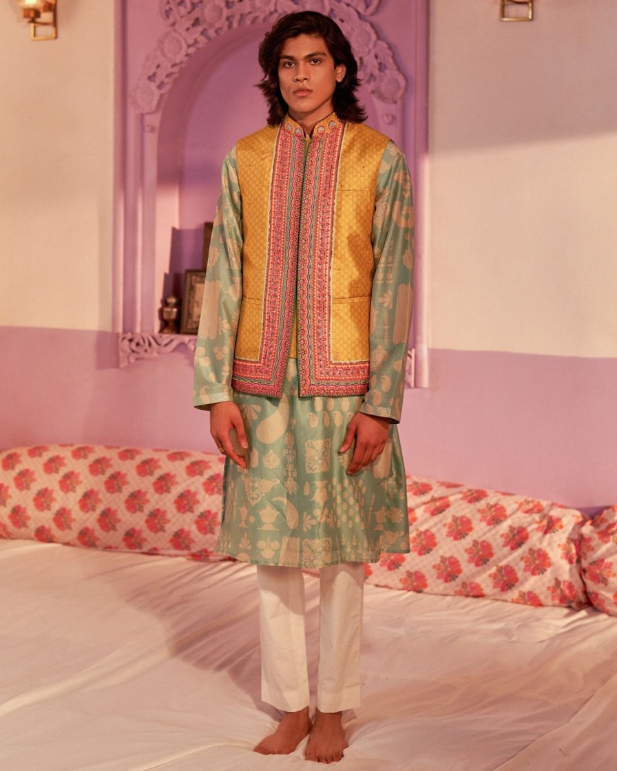 Mens Siddhartha Bansal Mens | Sea Surf Printed Kurta Set