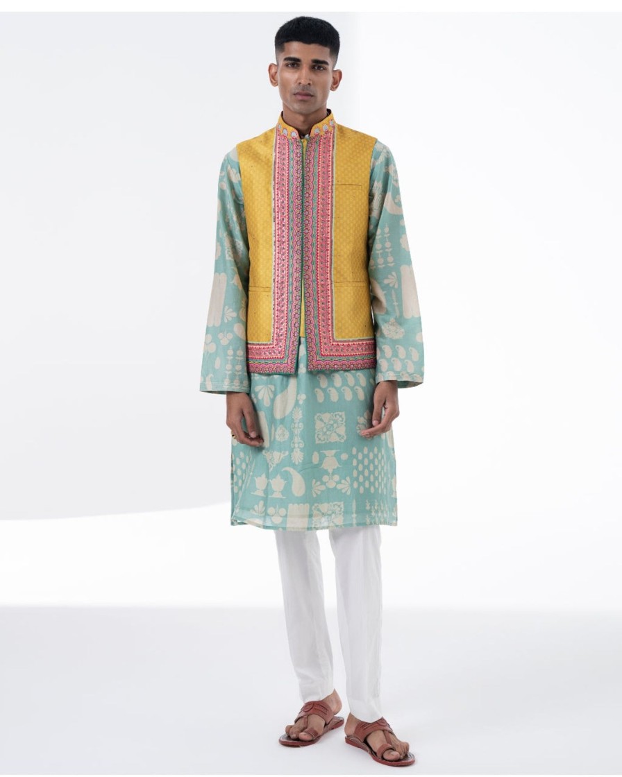 Mens Siddhartha Bansal Mens | Sea Surf Printed Kurta Set