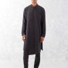 Mens Devnaagri Mens | Black Cotton Silk Blend Pin Tucks Kurta Set