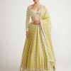 Womens Vvani by Vani Vats | Fern Green Chandelier Pearl Drop Full Sleeve Lehenga Set