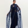 Womens Mala u0026 Kinnary | Navy Blue Masoom Sari Set