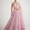 Bridal Vvani by Vani Vats | Onion Pink Chandelier Pearl Drop Lehenga Set